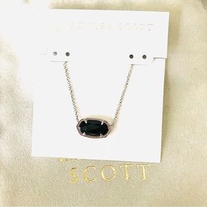 Kendra Scott Elisa Black Opaque Pendant necklace Silver Tone